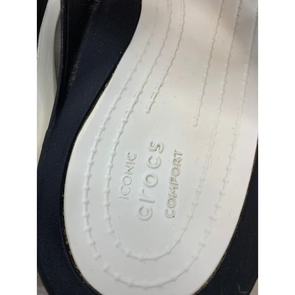 Crocs Swiftwater Strappy Sandals Black White Women's 10 Comfort Water Shoes